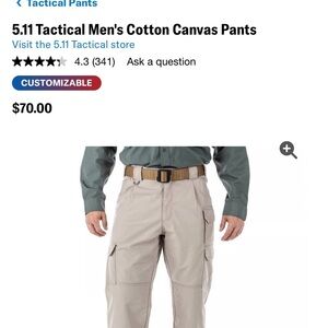 5.11 Tactical Men's Cargo Pants - Khaki 34W/30 Brand New with Tags